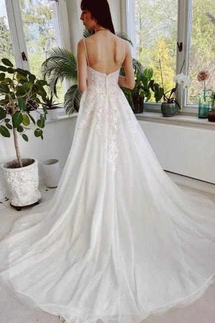 Charming Garden Spaghetti Straps A-Line Lace Wedding Dress - Image 2