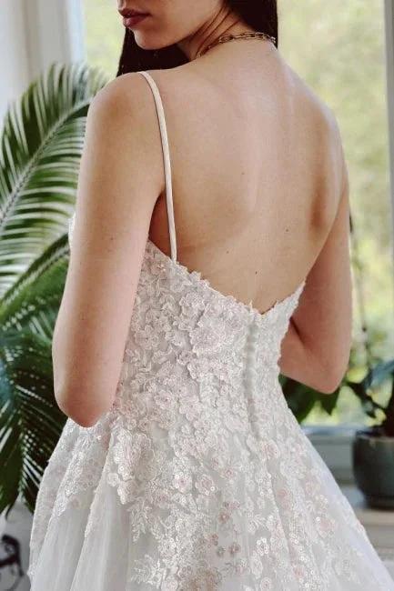 Charming Garden Spaghetti Straps A-Line Lace Wedding Dress - Image 3