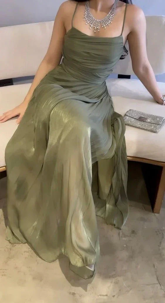 Charming Green A Line Long Prom Dress Formal Evening Dress Y7619 - Image 2