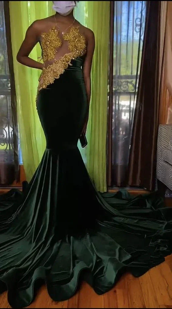 Charming Green Mermaid Evening Dress Green Evening Gown Y6537 - Image 2