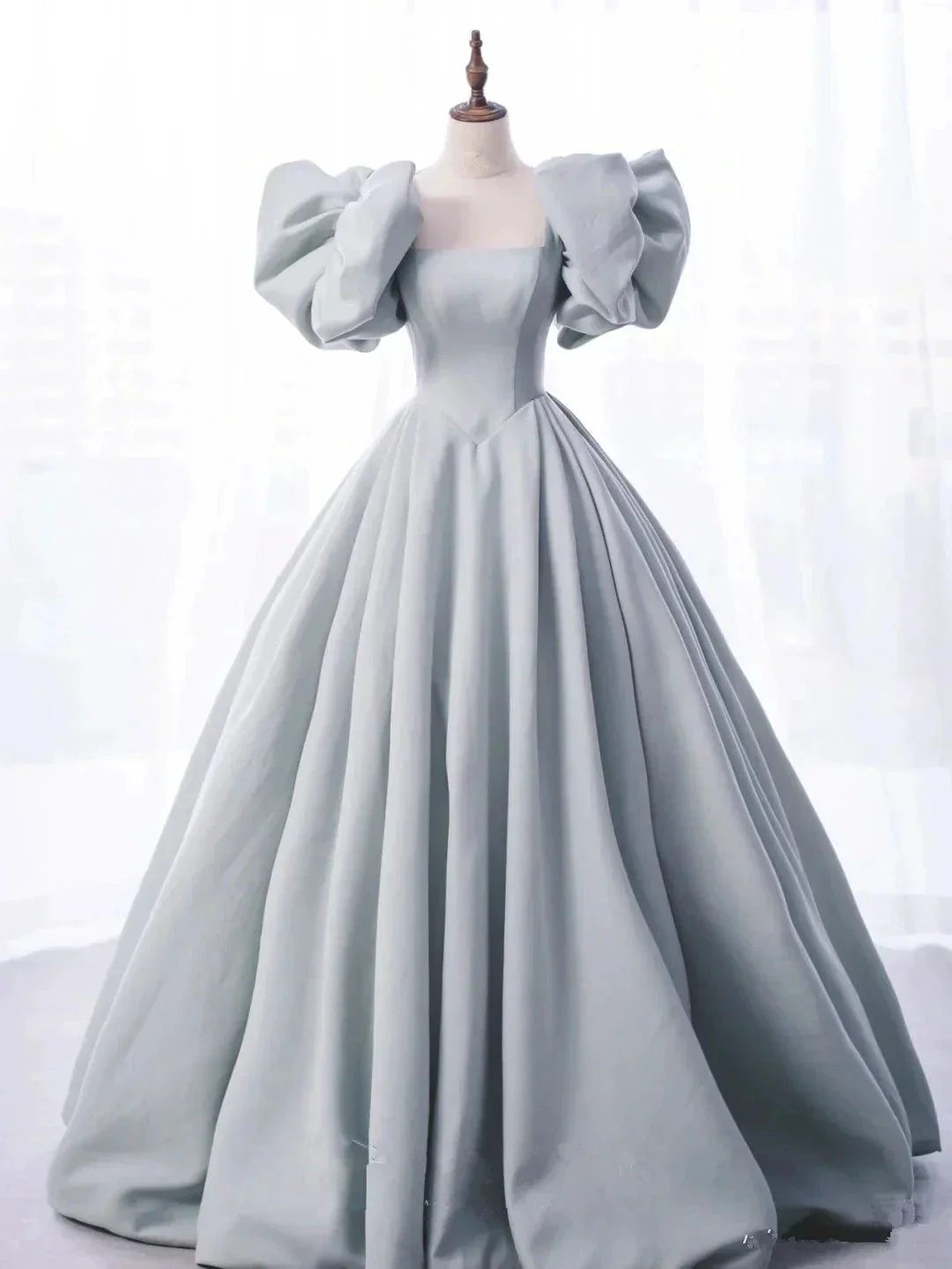 Charming Grey Satin Ball Gown,A-line Princess Dress,18th Birthday Party Dress Y4975 - Image 2