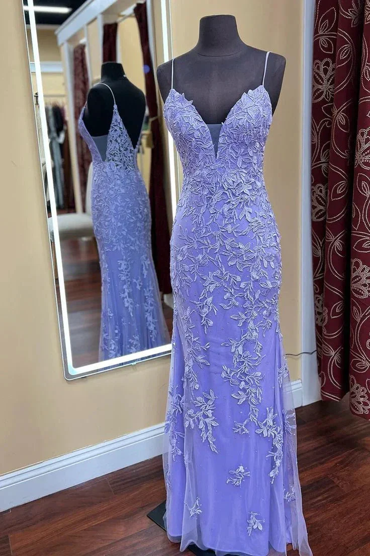 Charming Lace Appliques Mermaid Straps Evening Dress Y4468 - Image 2