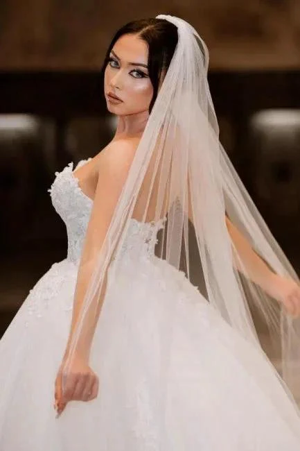 Charming Lace Floor-Length Sleeveless Sweetheart Ball Gown Wedding Dresses with Appliques - Image 3