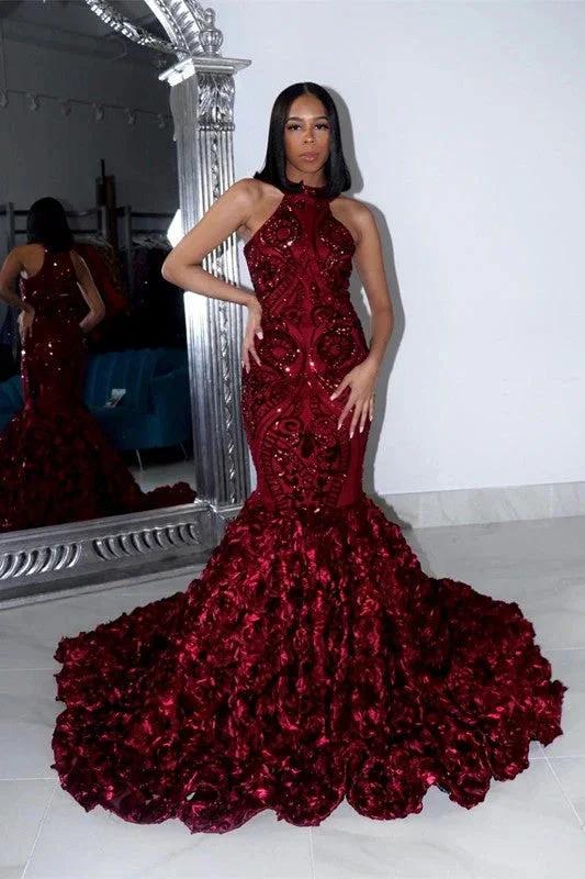 Charming Long Mermaid Sleeveless High Collar Prom Dress - Image 2
