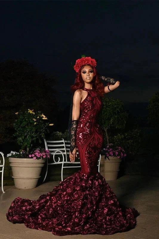 Charming Long Mermaid Sleeveless High Collar Prom Dress - Image 3
