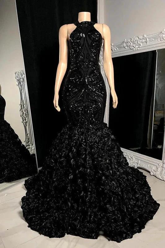 Charming Long Mermaid Sleeveless High Collar Prom Dress - Image 4