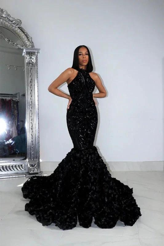 Charming Long Mermaid Sleeveless High Collar Prom Dress - Image 6