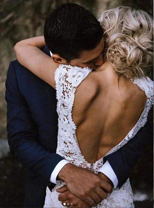 Charming Mermaid Lace Ivory Cap Sleeves Wedding Dresses Bridal Dresses MW481 - Image 4