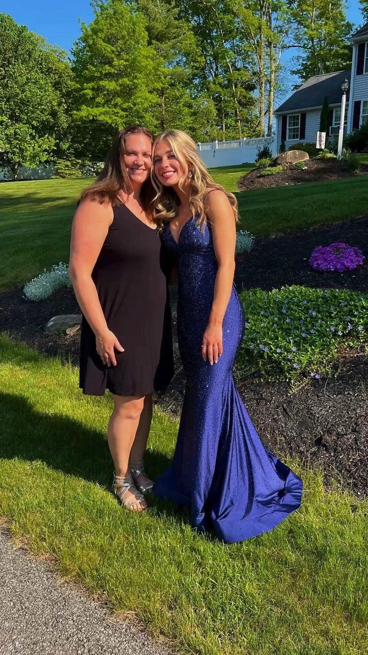 Charming Mermaid Navy Blue Long Prom Dresses,Lace-up Back Evening Dress Y1618 - Image 3