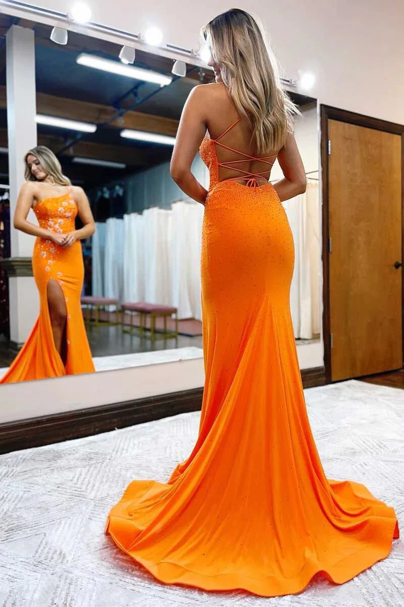 Lexi |Mermaid One Shoulder Beaded Jersey Prom Dress with Beading - Image 2