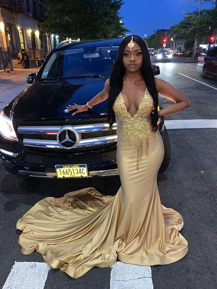 Charming Mermaid V Neck Evening Dress Sexy Evening Gown Y842 - Image 2