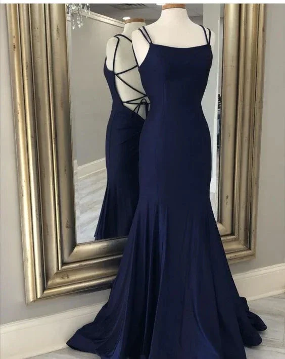 Charming Navy Prom Dress With Tie Back Simple Evening Dress Y6780 - Image 2