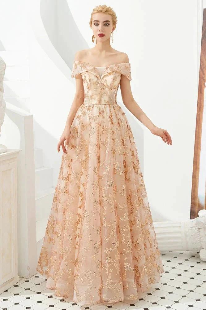 Charming Off Shoulder Aline Princess Dress Tulle Swing Evening Party Dress Quincenera Dress - Image 3
