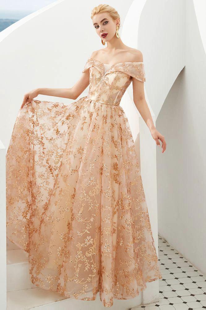 Charming Off Shoulder Aline Princess Dress Tulle Swing Evening Party Dress Quincenera Dress - Image 4