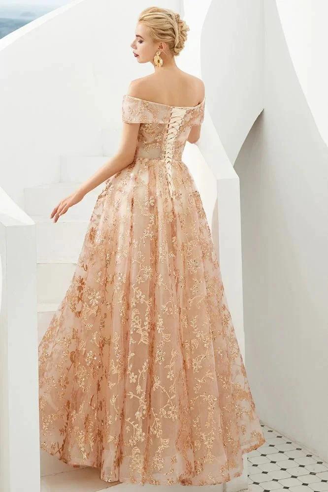 Charming Off Shoulder Aline Princess Dress Tulle Swing Evening Party Dress Quincenera Dress - Image 6