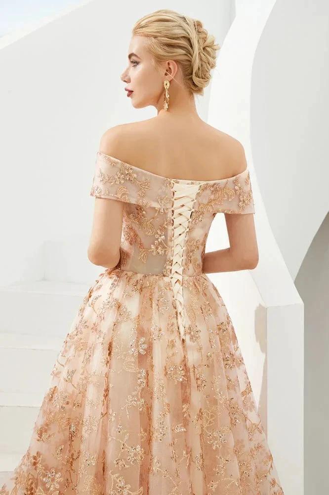 Charming Off Shoulder Aline Princess Dress Tulle Swing Evening Party Dress Quincenera Dress - Image 7