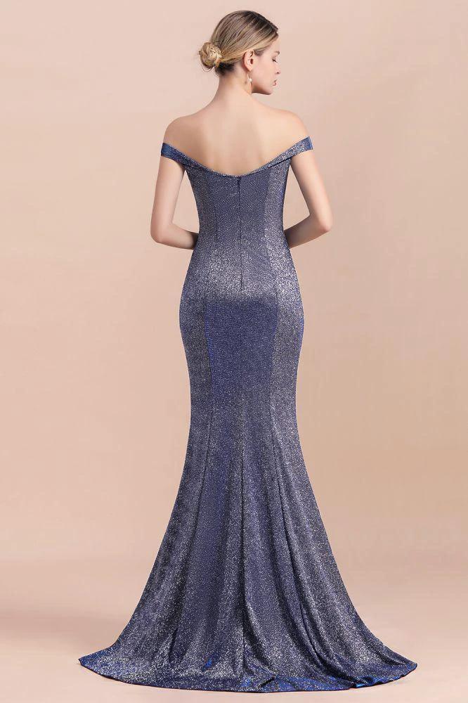 Charming Off-the-Shoulder Bright Silk Mermaid Evening Maxi Gown Floor Length Slim Prom Party Dress - Image 2