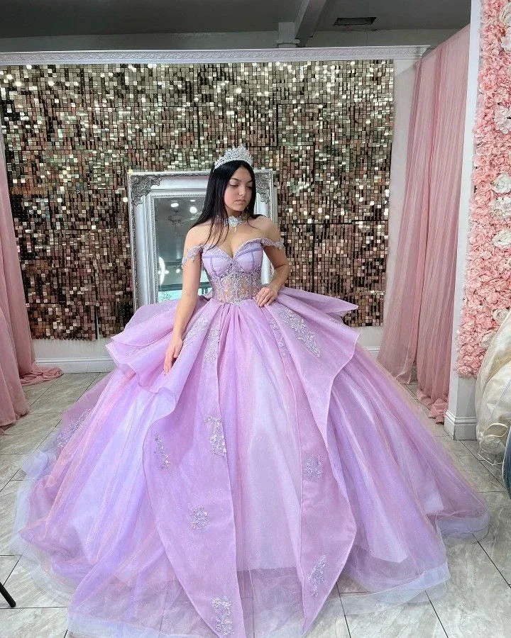 Charming Off The Shoulder Tulle Ball Gown,Sweet 16 Dress Y5657 - Image 2