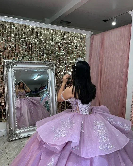 Charming Off The Shoulder Tulle Ball Gown,Sweet 16 Dress Y5657 - Image 3