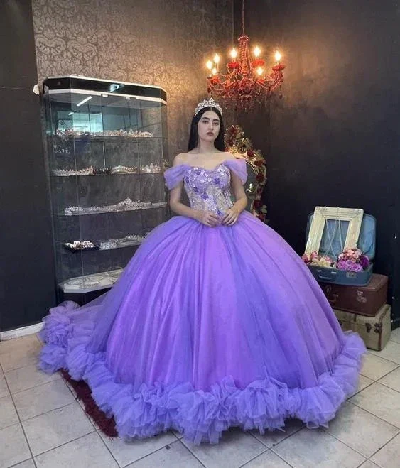 Charming Off The Shoulder Tulle Ball Gown,Sweet 16 Dress Y6028 - Image 2