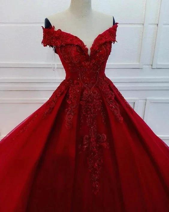 Charming Off The Shoulder Tulle Lace Appliques Ball Gown Sweet 16 Dress Y1225 - Image 2
