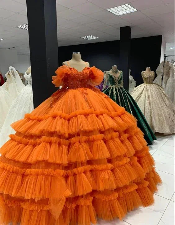 Charming Orange Puffy Ball Gown,Orange Sweet 16 Dress Y6577 - Image 2