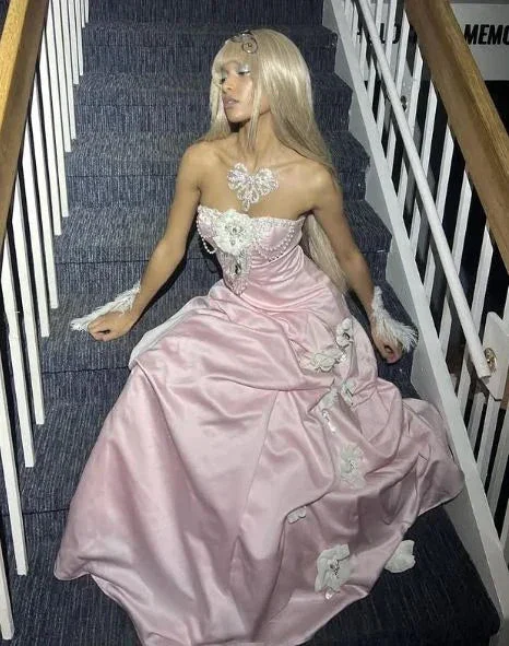 Charming Pink Strapless Long Satin Prom Dresss Formal Evening Dress Ball Gown  Y8192 - Image 3
