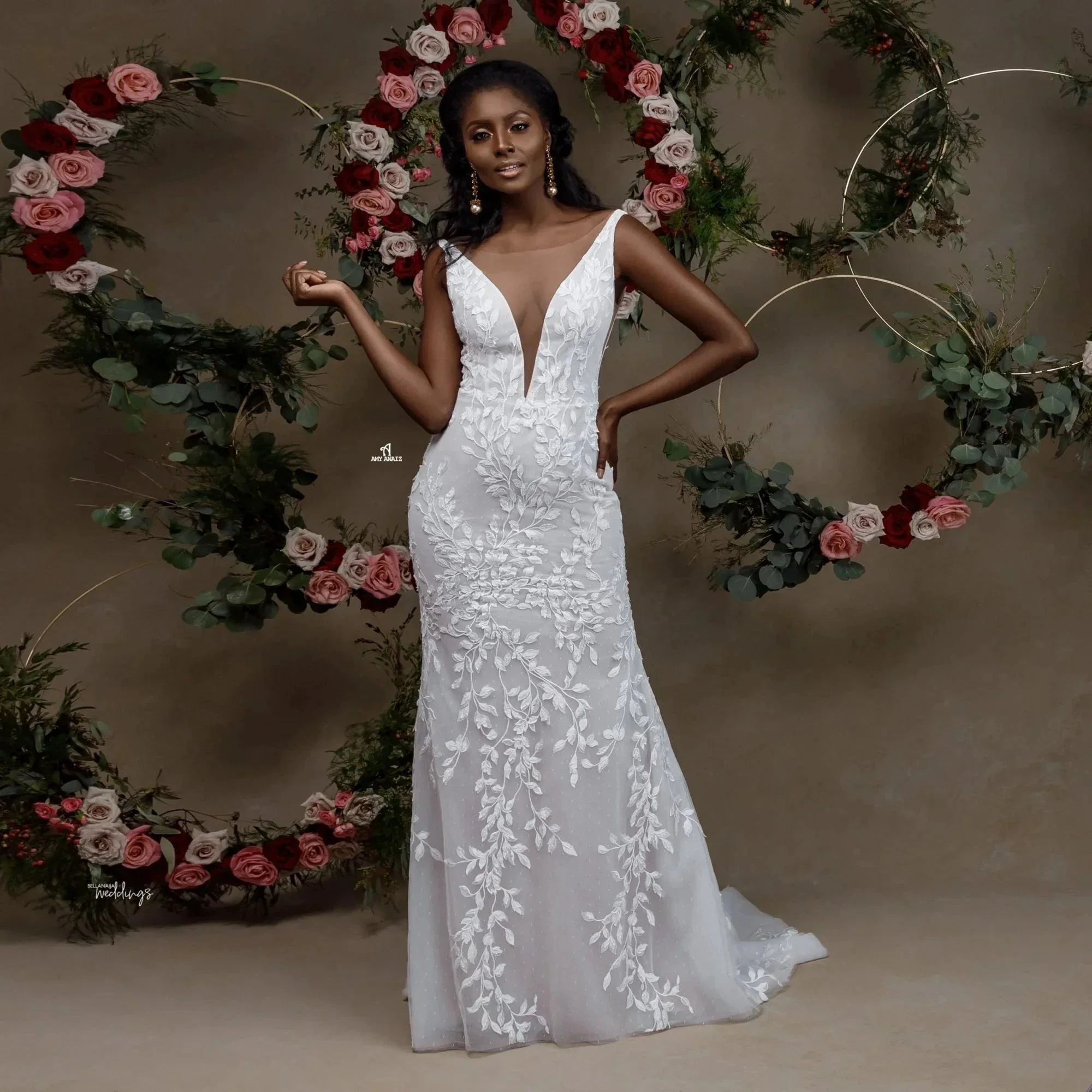 Charming Portrait Sleeveless Lace Mermaid Wedding Dress - Image 2