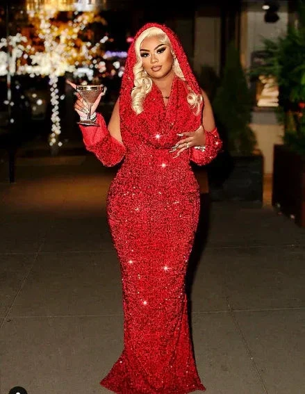 Charming Red Sequin Sheath Prom Dress Red Evening Dress Y4701 - Image 5