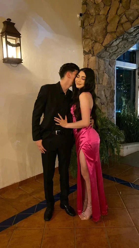 Charming Satin Mermaid Beaded Long Party Dress Slit Birthday Evening Dress Y7718 - Image 2