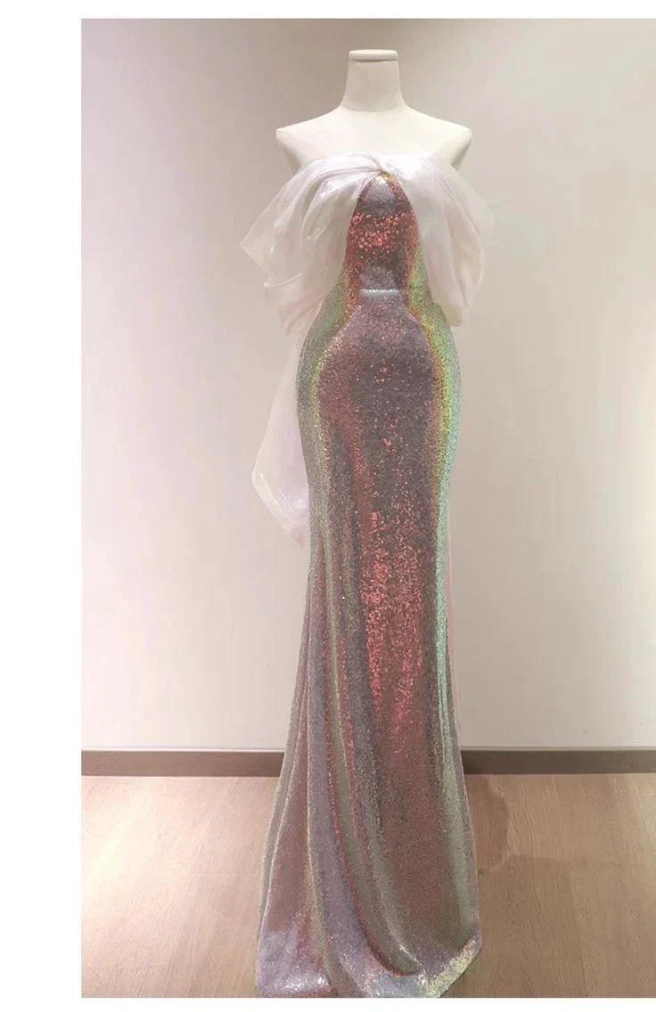 Charming Sequins Mermaid Evening Dress Shiny Long Prom Dress Y7687 - Image 3