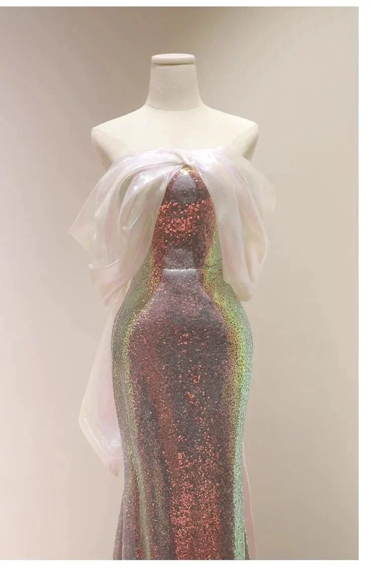 Charming Sequins Mermaid Evening Dress Shiny Long Prom Dress Y7687 - Image 4