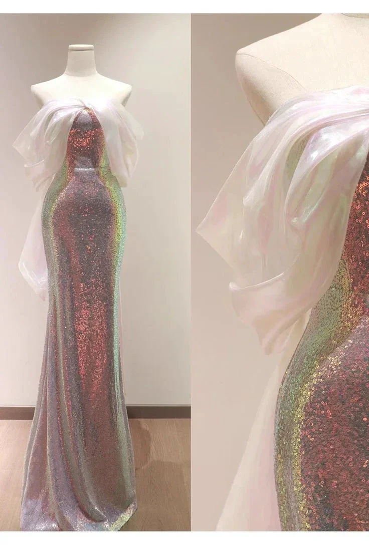 Charming Sequins Mermaid Evening Dress Shiny Long Prom Dress Y7687 - Image 5