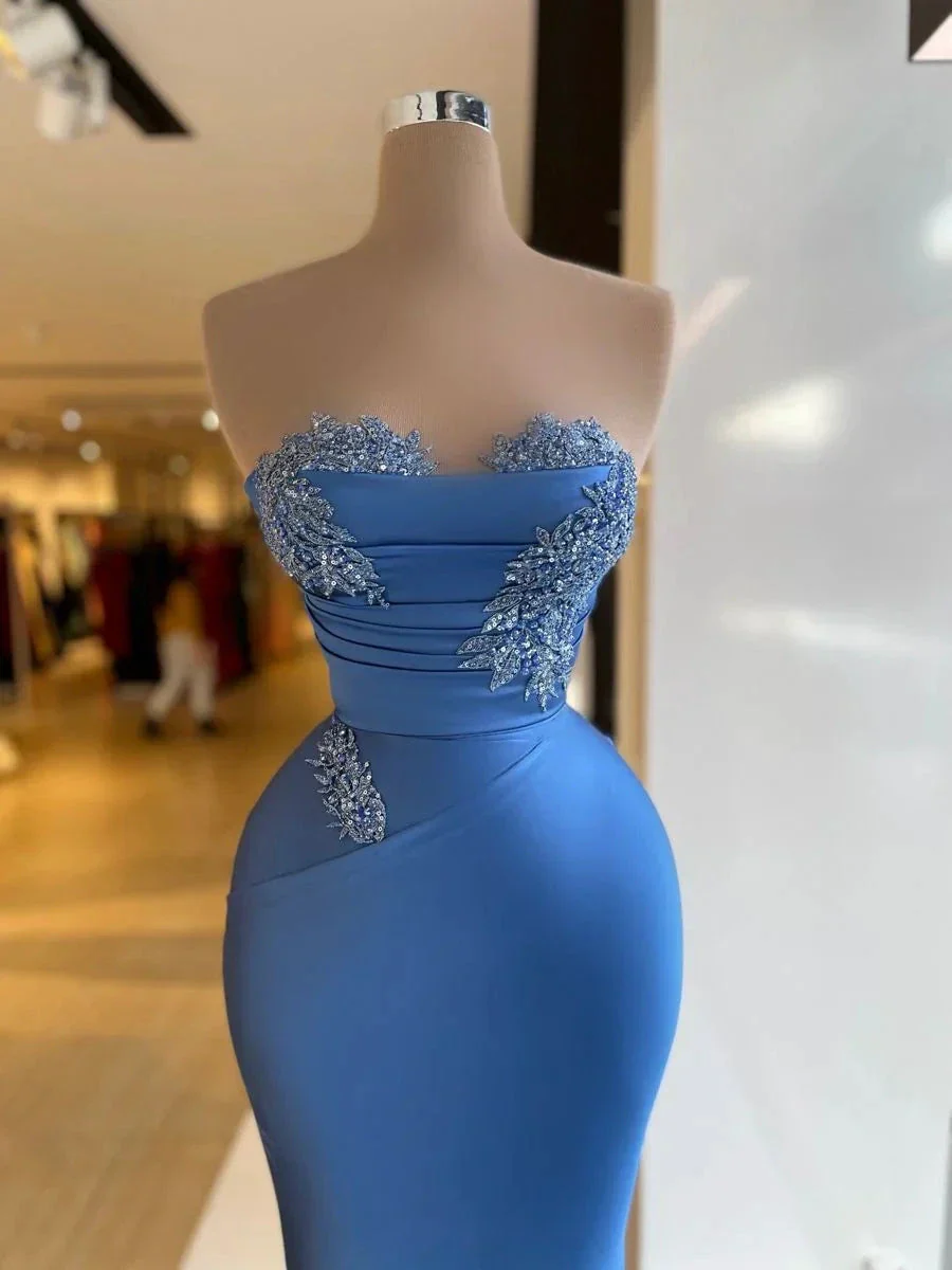 Charming Sheath/Column Blue Evening Dress,Pageant Dress Y4196 - Image 2