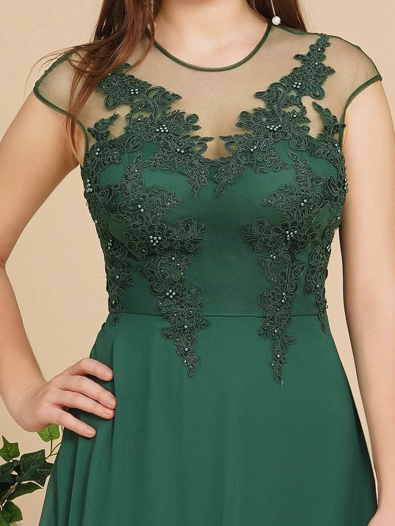 Charming Sleeveless Beadings Aline Evening Maxi Dress Cap Sleeves Bridesmaid Dress - Image 2