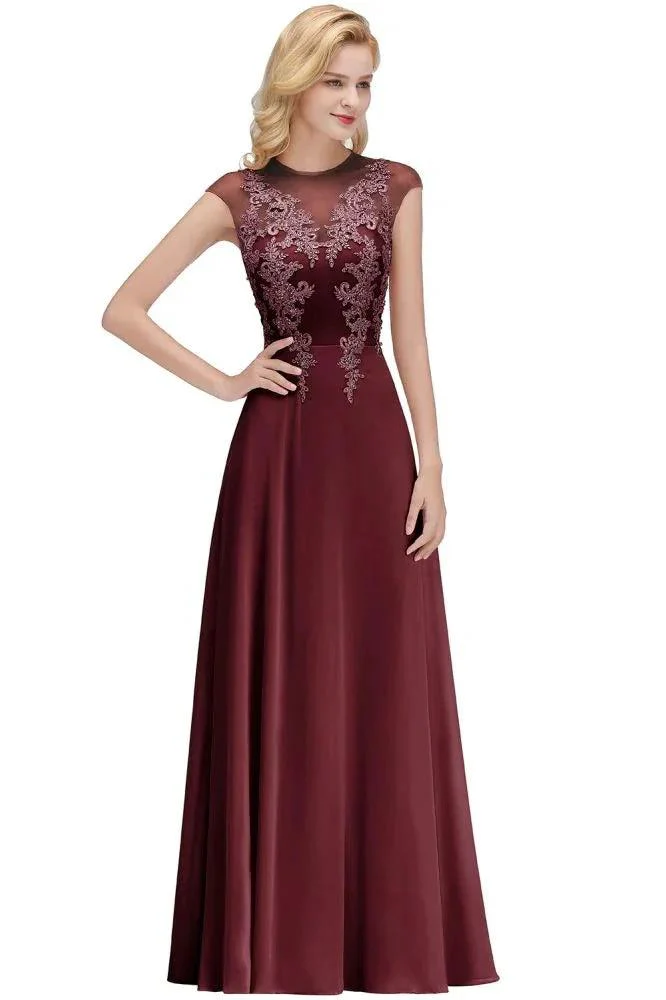 Charming Sleeveless Beadings Aline Evening Maxi Dress Cap Sleeves Bridesmaid Dress - Image 8