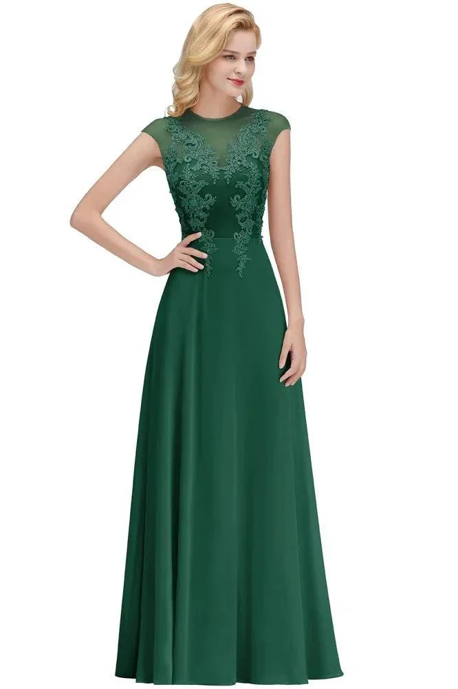 Charming Sleeveless Beadings Aline Evening Maxi Dress Cap Sleeves Bridesmaid Dress - Image 9
