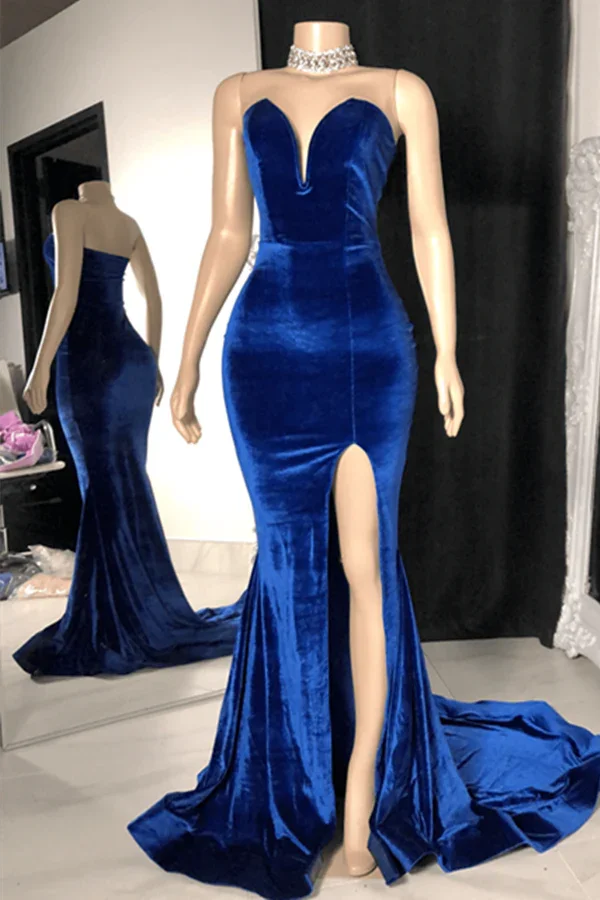Charming Sleeveless Sweetheart Split Front Long Mermaid Prom Dress - Image 2