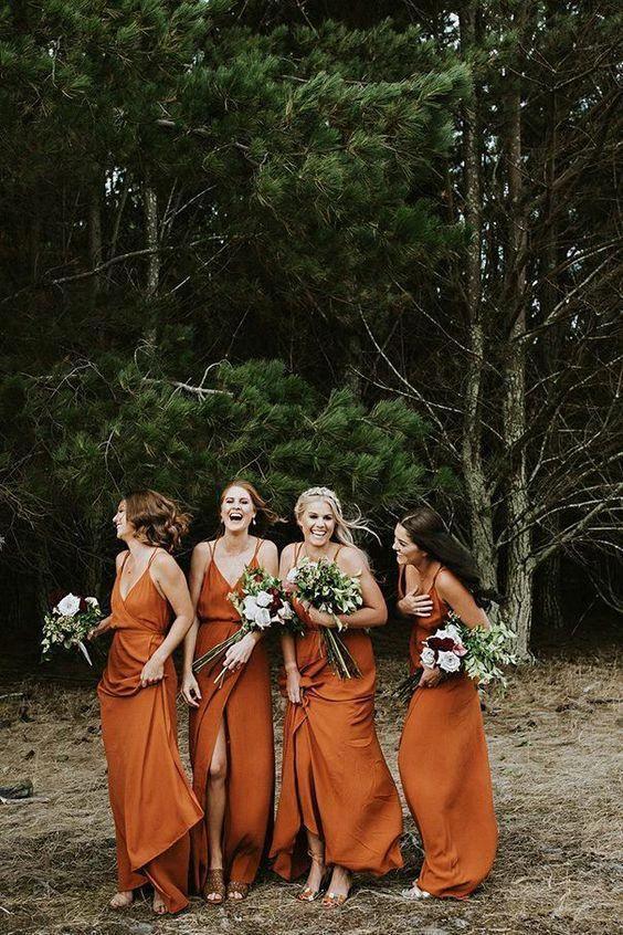 Charming Spaghetti Straps A-line Bridesmaid Dresses With Slit BD083 - Image 2