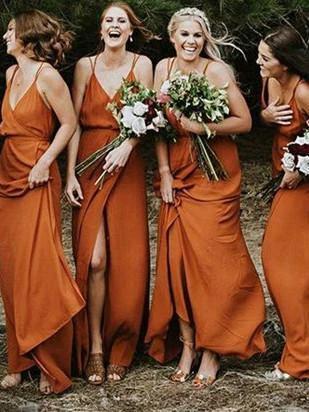 Charming Spaghetti Straps A-line Bridesmaid Dresses With Slit BD083 - Image 3