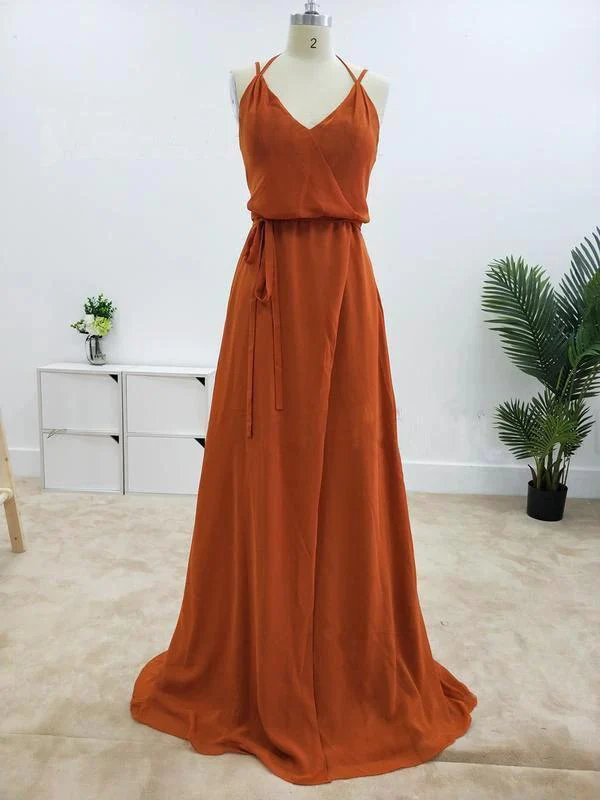 Charming Spaghetti Straps A-line Bridesmaid Dresses With Slit BD083 - Image 6