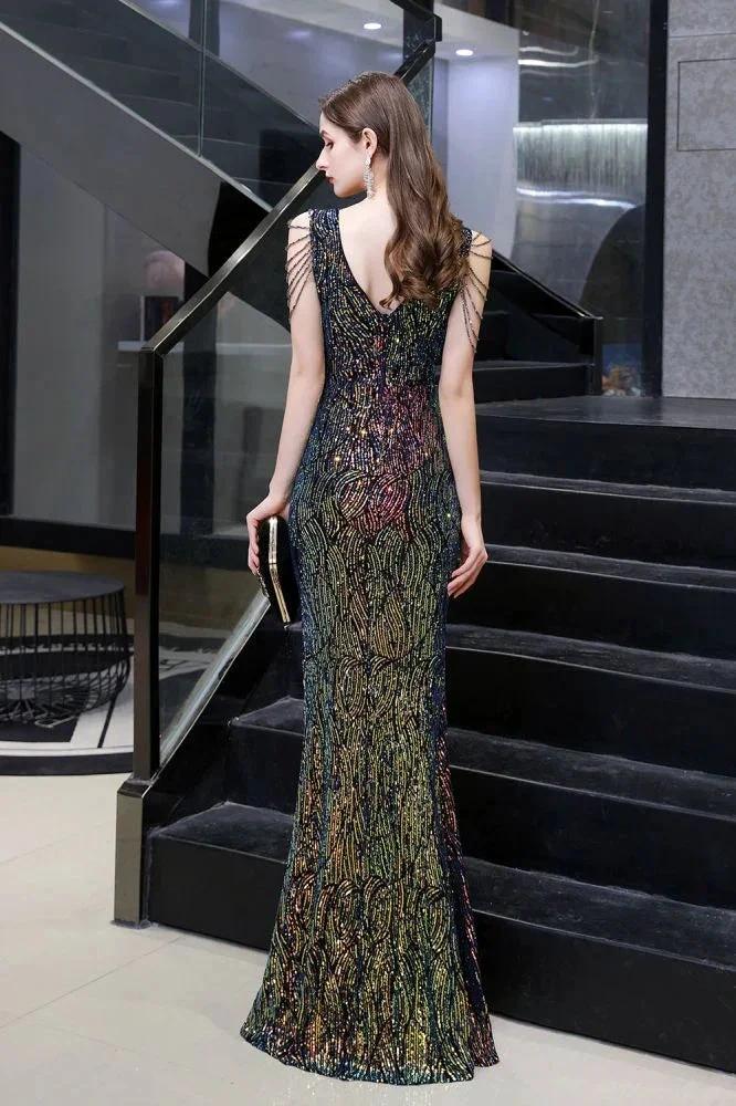 Charming Sparkly Sequins Beading Side Slit Prom Dress Floor Length - Image 10
