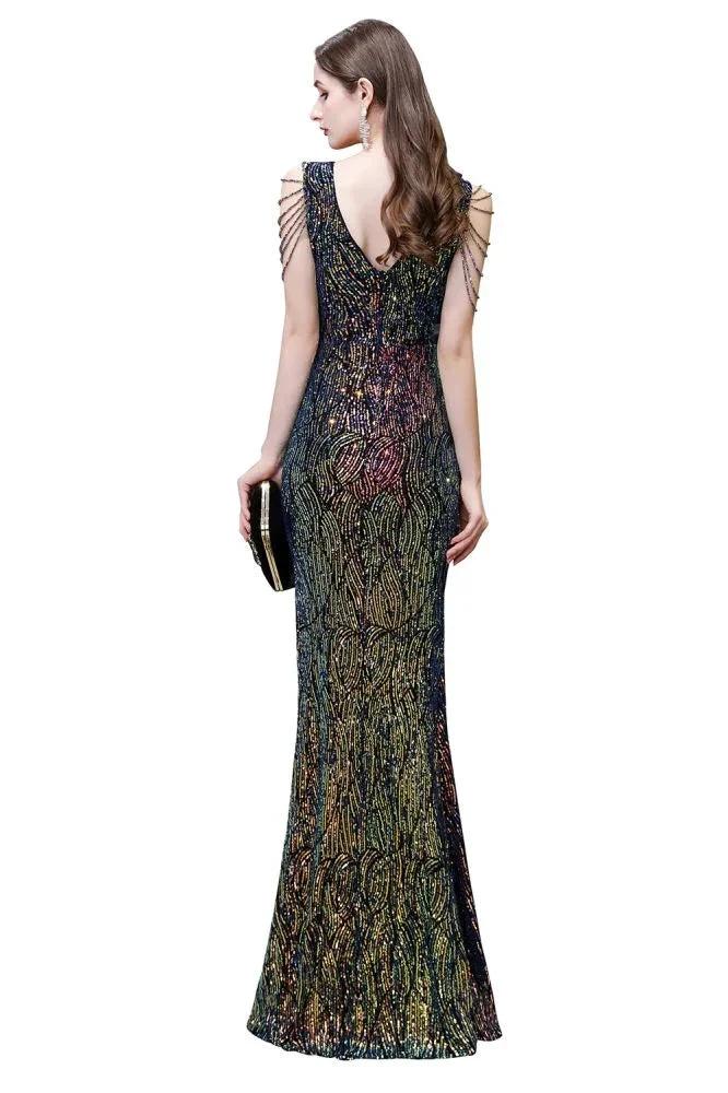 Charming Sparkly Sequins Beading Side Slit Prom Dress Floor Length - Image 2