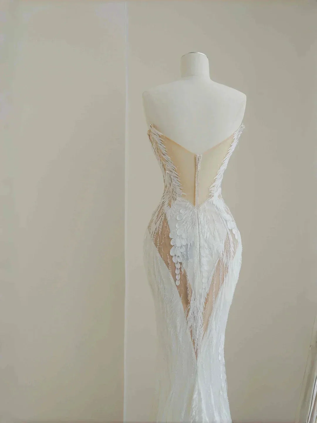 Charming Strapless White Tulle Lace Mermaid Wedding Dress,Long Prom Evening Dress Y8678 - Image 4