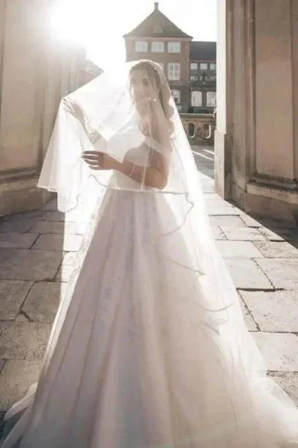 Charming Straps Off the Shoulder Floor Length A-Line Wedding Dress - Image 2