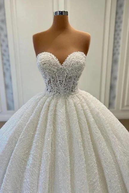 Charming Sweetheart Sleeveless Sequined Strapless Ball Gown Wedding Dress - Image 2