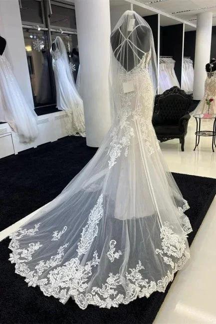 Charming Sweetheart Spaghetti Straps Garden Lace Wedding Dress with Chapel Train - Image 2