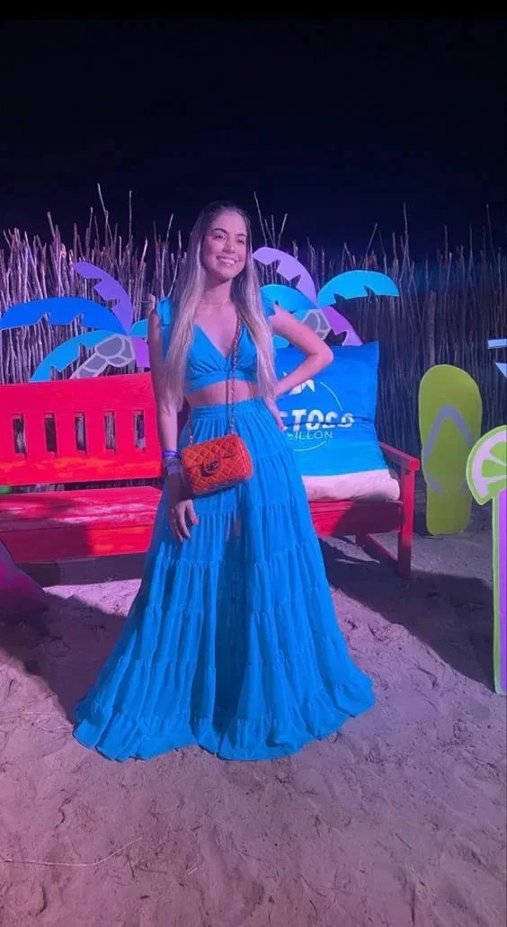 Charming Two Piece Blue Evening Dress,Sexy Blue Beach Dress Y1327 - Image 2