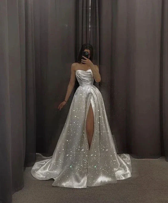 Charming White A-line Satin Wedding Dress Y5900 - Image 2