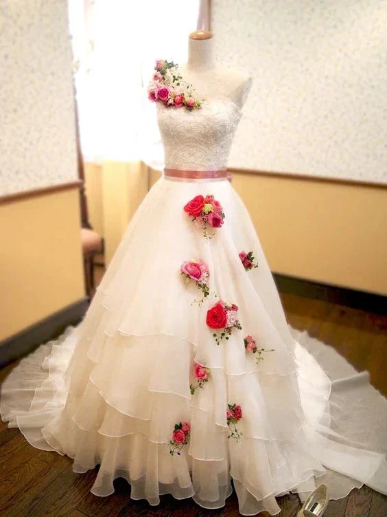 Charming White A-line Wedding Dress,White Bridal Dress Y5977 - Image 2